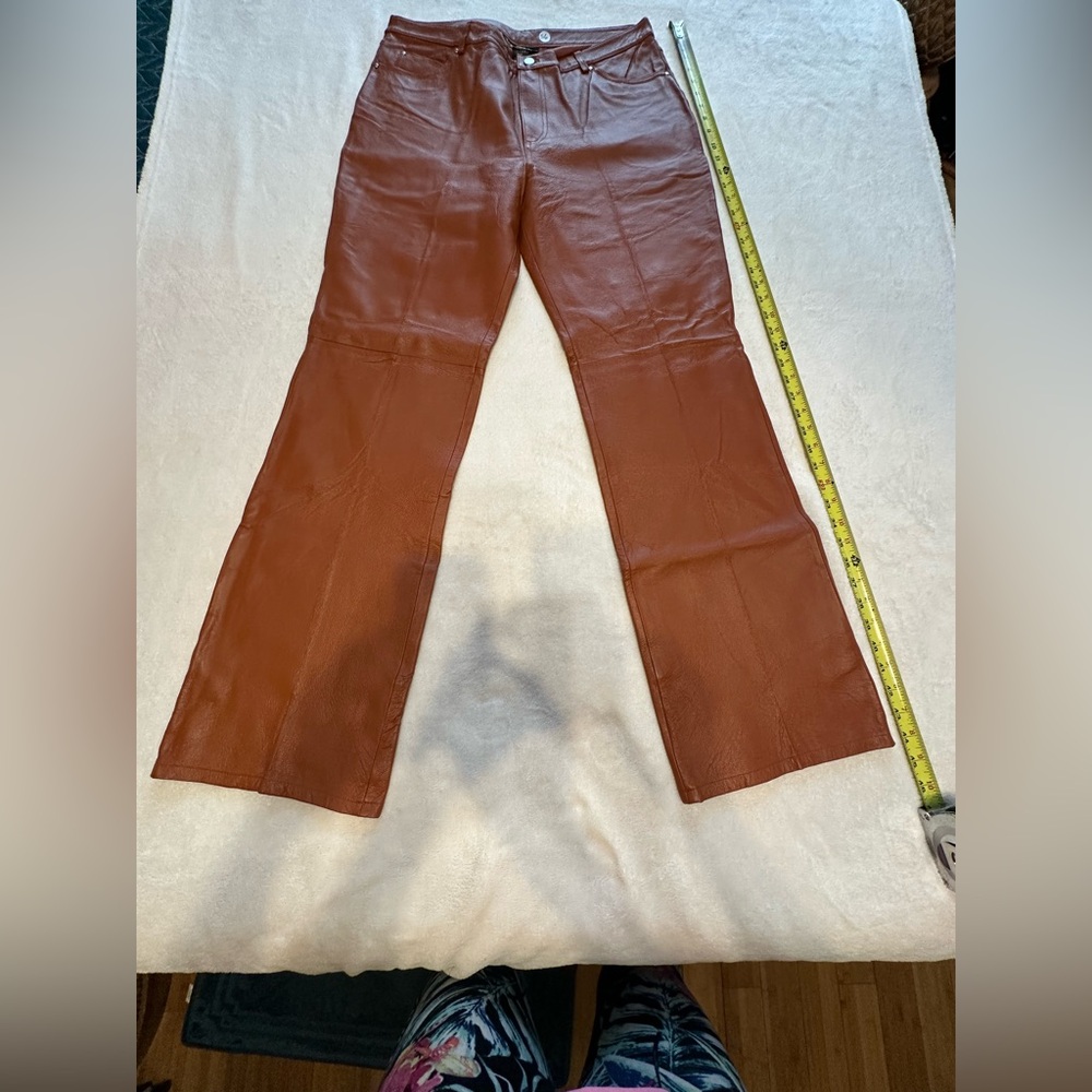 Metrostyle Rust Real Leather Bootcut Jeans/Pants Size 14 Tall.